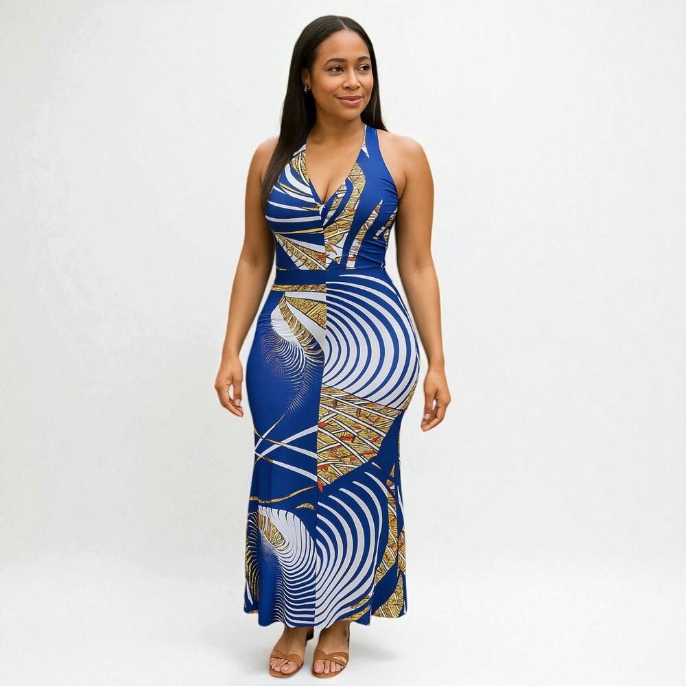 Sleeveless Long V-Neck Maxi Dress